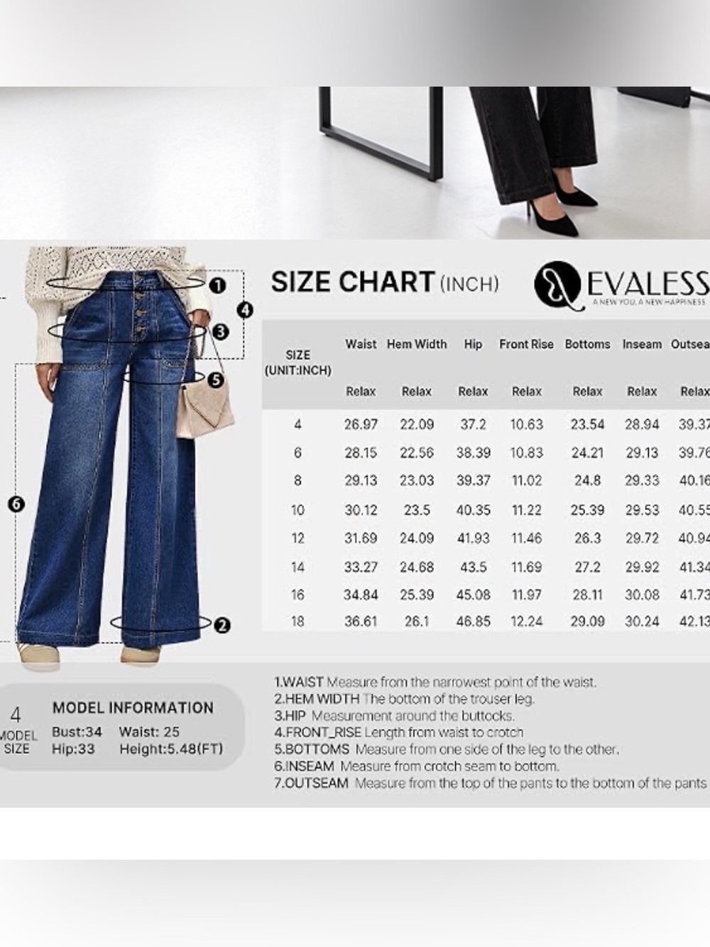 High-Rise Wide-Leg Button-Fly Jeans in Blue - Picture 6 of 6